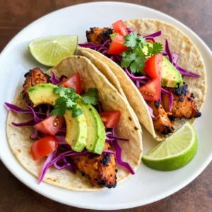 - 1 lb boneless, skinless chicken thighs - 2 tablespoons olive oil - 1 tablespoon smoked paprika - 1 teaspoon chipotle powder - 1 teaspoon garlic powder - 1 teaspoon onion powder - 1 teaspoon ground cumin - Salt and pepper to taste - 1 lime, juiced - 8 small corn tortillas - 1 cup shredded red cabbage - 1/2 cup diced tomatoes - 1 avocado, sliced - Fresh cilantro for garnish In this recipe, chicken thighs shine. They are juicy and full of flavor. The marinade brings heat and smoke. You need olive oil, smoked paprika, chipotle powder, garlic powder, onion powder, ground cumin, lime juice, salt, and pepper. These all mix to create a tasty blend. Next, corn tortillas are key. They hold everything together. I love using small tortillas for easy handling. They pair perfectly with the smoky chicken. For toppings, I use shredded red cabbage for crunch. Diced tomatoes add freshness. Sliced avocado brings creaminess. Fresh cilantro brightens the dish. Each ingredient plays a part in making these tacos great. {{ingredient_image_1}} To start, make the marinade. In a bowl, mix together: - 2 tablespoons olive oil - 1 tablespoon smoked paprika - 1 teaspoon chipotle powder - 1 teaspoon garlic powder - 1 teaspoon onion powder - 1 teaspoon ground cumin - Salt and pepper to taste - Juice from 1 lime Once mixed, add the 1 lb of chicken thighs. Coat them well with the marinade. Cover the bowl and let it sit. For the best flavor, marinate for at least 30 minutes. If you have more time, marinate for up to 2 hours in the fridge. Now it&rsquo;s time to cook the chicken. Preheat your grill or a skillet over medium-high heat. After it heats up, add the marinated chicken thighs. Cook them for 6-7 minutes on each side. You want them nice and charred. The chicken should reach an internal temperature of 165&deg;F (75&deg;C). Once done, take it off the heat and let it rest for a few minutes. This helps keep it juicy. Slice the chicken into thin strips. While the chicken rests, warm your corn tortillas. You can do this on the grill or in a dry skillet. Heat them for about 30 seconds on each side until they feel soft. Now, it's time to build your tacos. Start with a good amount of sliced chicken on each tortilla. Next, add toppings. Use: - 1 cup shredded red cabbage - 1/2 cup diced tomatoes - 1 avocado, sliced Finally, don&rsquo;t forget to garnish with fresh cilantro. This adds a nice touch of flavor and color! Enjoy your smoky chipotle chicken tacos! For the best taste, marinate the chicken for at least 30 minutes. If you have time, let it sit for up to 2 hours. This longer marination makes the chicken extra tasty. If you like spice, add more chipotle powder. For less heat, cut back on the chipotle. You can also mix in some sweet paprika to balance the heat. Serve the tacos on a wooden board or a bright platter. This makes them look fun and inviting. Add lime wedges on the side for extra zest. For a pop of color, sprinkle some smoked paprika and add more cilantro on top. This will make your dish look even better and more appealing. Pro Tips Marinate for Maximum Flavor: Allow the chicken to marinate for at least 2 hours, or overnight if possible, to enhance the flavors and tenderness. Use a Meat Thermometer: To ensure the chicken is perfectly cooked, use a meat thermometer to check that the internal temperature reaches 165&deg;F (75&deg;C). Warm Tortillas Properly: Warm the corn tortillas on a hot skillet for a few seconds on each side to make them pliable and enhance their flavor. Fresh Ingredients Matter: Use fresh cilantro, ripe avocados, and crisp cabbage for the best texture and taste in your tacos. {{image_2}} You can easily swap chicken for other proteins. If you prefer beef, use flank steak. Marinate it the same way and grill until tender. For pork lovers, pork tenderloin works well, too. Just adjust cooking time based on thickness. If you want a vegetarian option, try grilled mushrooms or jackfruit. Both soak up the marinade flavors nicely. You can also use tofu, but press it first to remove excess water. This helps it absorb more taste. Toppings can change the whole taco experience. You can add fresh ingredients like diced onions and jalape&ntilde;os. They add a nice crunch and heat. Crumbled queso fresco or feta cheese gives a creamy touch. For sauces, consider a tangy crema or a zesty salsa verde. These add moisture and flavor. You can also drizzle a bit of hot sauce for extra kick. Don&rsquo;t forget lime wedges to squeeze over your tacos! After making your smoky chipotle chicken tacos, you may have some leftovers. To store them, place the tacos in an airtight container. Keep them in the fridge for up to three days. For best taste, try to eat them sooner. When reheating, take out the chicken and tortillas. Warm the chicken in a skillet over medium heat. Add a splash of water to keep it moist. Heat the tortillas in a separate pan for about 30 seconds on each side. This keeps them soft and tasty. If you want to save tacos for later, freezing is a great option. First, assemble the tacos without toppings. Wrap each taco in foil or plastic wrap. Place them in a freezer-safe bag. They can last up to three months in the freezer. To thaw, take the tacos out and move them to the fridge overnight. If you're in a hurry, you can microwave them. Heat on low power for a few minutes until warm. Enjoy your smoky chipotle chicken tacos anytime! To make smoky chipotle chicken tacos from scratch, follow these steps: 1. Mix olive oil, smoked paprika, chipotle powder, garlic powder, onion powder, cumin, lime juice, salt, and pepper in a bowl. This is your marinade. 2. Add chicken thighs to the marinade. Coat them well and let them sit for 30 minutes in the fridge. 3. Heat a grill or skillet over medium-high heat. Cook the marinated chicken for 6-7 minutes on each side until it reaches 165&deg;F. 4. Let the chicken rest for a few minutes. Slice it into thin strips. 5. Warm corn tortillas in a skillet for about 30 seconds each side. 6. Assemble the tacos by placing chicken on each tortilla. Top with red cabbage, diced tomatoes, and avocado. 7. Add fresh cilantro on top for flavor. Yes, you can use different types of chicken. Chicken breasts work well, but they may cook faster. Thinly slice them for even cooking. If you want to switch proteins, turkey or pork can also be tasty. Some great sides for tacos include: - Spanish rice - Refried beans - Grilled corn on the cob - A fresh guacamole - A light salad with lime dressing These sides add more flavor and texture to your meal. Enjoy! This post covered how to make smoky chipotle chicken tacos. We talked about ingredients, marinade tips, and cooking methods. You learned how to assemble and present your tacos for the best flavor. I shared ideas for variations and storage, too. Remember, the key to great tacos lies in marinating the chicken well and choosing fresh toppings. Enjoy creating and sharing this dish with friends and family. Happy cooking!