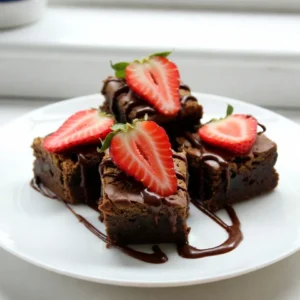 When you make Chocolate Covered Strawberry Brownies, you need these key ingredients: - 1 cup unsalted butter, melted - 2 cups granulated sugar - 4 large eggs - 1 teaspoon vanilla extract - 1 cup all-purpose flour - 1 cup cocoa powder - 1/2 teaspoon baking powder - 1/4 teaspoon salt - 1 cup fresh strawberries, hulled and sliced - 8 oz dark chocolate, chopped (for coating) - 1 tablespoon coconut oil (for chocolate) Each element plays a role in making your brownies moist and tasty. The unsalted butter gives richness, while the sugar adds sweetness. The eggs help bind everything together. Vanilla extract adds a warm flavor that complements chocolate. Cocoa powder is key for that rich chocolate taste. All-purpose flour provides the structure, and baking powder helps the brownies rise. A pinch of salt balances the sweetness. Fresh strawberries add a fruity twist. They bring a burst of flavor and freshness. For the chocolate coating, dark chocolate and coconut oil melt together to create a smooth finish. This gives your brownies a lovely, shiny look and a delicious taste. {{ingredient_image_1}} - Preheat your oven to 350&deg;F (175&deg;C). - Grease and line a 9x13 inch baking pan with parchment paper. - In a large bowl, whisk the melted butter and sugar until smooth. - Add four eggs, one at a time, and whisk well. - Mix in one teaspoon of vanilla extract. - Sift together one cup of flour, one cup of cocoa powder, baking powder, and salt. - Fold the dry mix into the wet mix until just combined. - Gently add one cup of sliced strawberries into the batter. - Pour the brownie batter into your prepared pan. - Use a spatula to smooth the top. - Bake for 25-30 minutes. - Check doneness by inserting a toothpick in the center. - If it comes out with a few moist crumbs, it's done. - Let the brownies cool for about 15 minutes in the pan. - While they cool, prepare the chocolate coating. - In a heatproof bowl, combine eight ounces of chopped dark chocolate and one tablespoon of coconut oil. - Melt the chocolate in the microwave, stirring every 30 seconds until smooth. - Once cooled, cut the brownies into squares. - Dip each brownie halfway in the melted chocolate. - Allow excess chocolate to drip off. - Place the dipped brownies on a parchment-lined tray. - Top each one with a fresh strawberry slice for decoration. - Let the chocolate set for about 30 minutes at room temperature or in the fridge. To make perfect brownies, avoid overmixing the batter. Mix until just combined. Overmixing can make the brownies tough. Next, ensure even distribution of strawberries. Gently fold the sliced strawberries into the batter. This step keeps each bite delicious and fruity. For the best melting technique, use a microwave. Place the chopped dark chocolate and coconut oil in a heatproof bowl. Melt them in 30-second bursts, stirring each time. This method prevents burning and keeps the chocolate smooth. To achieve a smooth finish, dip each brownie halfway. Let excess chocolate drip off before placing it on parchment paper. For visual appeal, arrange brownies on a decorative platter. Drizzle any remaining chocolate over the top. This adds a nice touch. Garnish with whole strawberries around the base. This makes your dessert look elegant and inviting. Pro Tips Use Quality Chocolate: For the best flavor and texture, opt for high-quality dark chocolate when coating your brownies. This will enhance the overall taste of your dessert. Don't Overmix: When combining the dry and wet ingredients, mix just until incorporated to ensure your brownies remain fudgy and dense rather than cakey. Chill for Better Dipping: Refrigerate the brownies for a bit after cutting them into squares. This will firm them up and make them easier to dip into the melted chocolate. Decorate with Style: Enhance the presentation by adding a sprinkle of sea salt on top of the chocolate coating or a dusting of cocoa powder for an elegant finish. {{image_2}} You can change the flavor of your brownies easily. Try different types of chocolate to mix things up. Use milk chocolate for a sweeter taste, or white chocolate for a creamy twist. Adding nuts can also boost flavor and texture. Walnuts or almonds work well with chocolate. You might even mix in other fruits like raspberries or cherries for a fun twist. If you need gluten-free options, use gluten-free flour. This allows everyone to enjoy these treats. For a vegan alternative, replace the eggs with flaxseed meal mixed with water. Use dairy-free chocolate and coconut oil to keep it vegan. These changes make it easy to cater to various diets without losing taste. You can create themed brownies for special occasions. For holidays, add sprinkles or colored chocolate to match the theme. In the fall, use pumpkin spice or pecans. In spring, consider using seasonal fruits like blueberries or peaches. These ideas keep your brownies fresh and fun for every season! To keep your chocolate covered strawberry brownies fresh, store them at room temperature. Place them in an airtight container. This helps keep the brownies soft and flavorful. They can last up to three days on the counter. If you want them to last longer, refrigerate them. Make sure to wrap the brownies tightly in plastic wrap or place them in a sealed container. This keeps moisture out and prevents them from drying out. In the fridge, they can stay fresh for about a week. Freezing chocolate covered strawberry brownies is easy and a great way to save some for later. First, cut the brownies into squares. Then, place them on a baking sheet lined with parchment paper. Make sure they are not touching. Freeze them for about an hour until they are firm. Once frozen, transfer the brownies to a freezer-safe bag or container. Label it with the date. They can stay frozen for up to three months. When you're ready to enjoy them, thaw the brownies in the fridge overnight. For the best texture, let them sit at room temperature for about 30 minutes before serving. This way, they will taste just as great as when you first made them! How long do chocolate covered strawberry brownies last? These brownies can last up to five days. Store them in an airtight container at room temperature. If you want to keep them longer, refrigerate them. This keeps them fresh and tasty. Can I use frozen strawberries instead of fresh? Yes, you can use frozen strawberries. Thaw them first and drain excess water. They may change the texture, but they still taste great. Fresh strawberries add a nice crunch, but frozen ones work in a pinch. What can I substitute for coconut oil? You can use any neutral oil in place of coconut oil. Canola oil or vegetable oil are good options. Melted butter is another great choice if you want a richer flavor. Each substitute will change the taste a bit, but they will all work well. In this post, we covered the key ingredients for making delicious chocolate-covered strawberry brownies. You learned step-by-step instructions from mixing to baking and coating. We shared tips to perfect your brownies and explored fun variations. Storing your brownies properly helps them stay fresh and tasty. Remember, baking is all about experimenting. Enjoy making these treats and impressing everyone with your sweet skills. Happy baking!