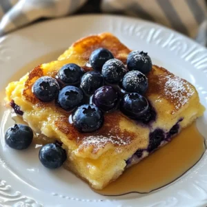 - 2 cups all-purpose flour - 2 tablespoons baking powder - 1/2 teaspoon salt - 1/4 cup granulated sugar - 2 large eggs - 1 1/2 cups milk - 1/4 cup unsalted butter, melted - 1 teaspoon vanilla extract - 1 teaspoon cinnamon (optional) - 2 cups fresh or frozen blueberries When I make blueberry pancake casserole, I always start with the dry ingredients. I mix together flour, baking powder, salt, and sugar in a big bowl. This mix gives the casserole its fluffy base. Next, I focus on the wet ingredients. I beat the eggs and then add milk, melted butter, and vanilla. These ingredients bring moisture and flavor to the dish. If I want a little warmth, I sprinkle in some cinnamon. The star of this dish is the blueberries. I use either fresh or frozen blueberries. They add natural sweetness and a pop of color. When I fold them into the batter, I save a few to sprinkle on top later. This makes for a beautiful finish. With these simple ingredients, you can create a tasty breakfast that everyone will love. {{ingredient_image_1}} 1. Preheat your oven to 350&deg;F (175&deg;C). This helps cook the casserole evenly. 2. Grease a 9x13-inch baking dish with non-stick spray or butter. This keeps the casserole from sticking. 1. In a large bowl, combine 2 cups of all-purpose flour, 2 tablespoons of baking powder, 1/2 teaspoon of salt, and 1/4 cup of granulated sugar. Mix well. 2. In another bowl, beat 2 large eggs. Add 1 1/2 cups of milk, 1/4 cup of melted butter, and 1 teaspoon of vanilla extract. Mix until smooth. 3. Pour the wet mixture into the dry ingredients. Stir gently until just combined. The batter should look slightly lumpy. 1. Gently fold in 2 cups of blueberries. Save a handful to sprinkle on top. 2. Pour the batter into the greased baking dish. Spread it out evenly. 3. Sprinkle the reserved blueberries on top. If you like, add a dash of cinnamon for extra flavor. 4. Bake for 30-35 minutes. Check doneness with a toothpick; it should come out clean. 5. Let the casserole cool for 5-10 minutes before slicing. Enjoy warm with maple syrup! To get the best texture for your casserole, avoid overmixing the batter. Mix until just combined, and leave some lumps. This helps keep the pancakes fluffy. Each oven is different, so adjust the baking time as needed. Check for doneness by using a toothpick. It should come out clean when done. You can add a layer of cinnamon to boost flavor. Just sprinkle it on top before baking. This gives a warm, cozy taste. For toppings, consider fresh fruit, whipped cream, or nuts. These add nice textures and flavors that make each bite special. Serve the casserole warm straight from the oven. It is best enjoyed fresh. Drizzle maple syrup on top to add sweetness. This makes every bite even more delicious. Each slice is like a warm hug on a plate! Pro Tips Use Fresh Blueberries: Fresh blueberries provide the best flavor and texture. If using frozen, make sure to thaw them first and pat them dry to avoid excess moisture in the batter. Don&rsquo;t Overmix: To achieve a light and fluffy pancake casserole, mix the wet and dry ingredients until just combined. A few lumps are perfectly fine! Make It Ahead: You can prepare the batter the night before and refrigerate it. Just give it a gentle stir before pouring it into the baking dish. Add a Crunchy Topping: For extra texture, sprinkle some granola or chopped nuts on top before baking. This will create a delightful crunchy layer. {{image_2}} You can easily change the flavor of your casserole. Swap blueberries for raspberries or strawberries. Both fruits add a fresh taste. You can also mix different berries together. A combination of blueberries, strawberries, and raspberries creates a colorful and tasty dish. This variation is fun and keeps breakfast exciting. If you need gluten-free options, replace all-purpose flour with a gluten-free blend. Many blends work well in pancake recipes. For vegan substitutions, use plant-based milk and replace eggs with flax eggs. To make a flax egg, mix one tablespoon of ground flaxseed with three tablespoons of water. Let it sit for five minutes. This simple swap works great in this casserole. Adding nuts can give your casserole a nice crunch. Walnuts or pecans are good choices. Just chop them and mix them in with the blueberries. You can also infuse spices like nutmeg for a warm taste. A little cinnamon on top adds more flavor. These enhancements make your casserole even more enjoyable. Store leftover blueberry pancake casserole in the fridge. Use an airtight container for best results. This helps keep it fresh and tasty. It is best to eat leftovers within three days. If you have more, consider freezing some. You can reheat your casserole in the oven or microwave. For the oven, preheat to 350&deg;F (175&deg;C). Place the casserole in the oven for about 10-15 minutes. Cover it with foil to keep it moist. If using the microwave, heat it in short bursts. Heat for about 30 seconds at a time. Check to see if it is warm enough. This method helps keep the texture soft. You can freeze the casserole both before or after baking. If you freeze it before baking, wrap it well. Use plastic wrap and foil to prevent freezer burn. If you freeze it after baking, let it cool first. Then, slice it into pieces for easy thawing. To thaw, move it to the fridge overnight. You can also warm it in the oven or microwave directly from the freezer. Just add extra time to heat through. Yes, you can use frozen blueberries. They are just as tasty. Frozen berries save time and are easy to find. When you use them, they may make the batter a bit wetter. To prevent this, add them frozen or toss them in flour before mixing. This helps them hold their shape while baking. Yes, you can get this casserole ready before serving. Mix the dry and wet ingredients and store them separately in the fridge. You can also mix everything and pour it into the baking dish. Just cover it tightly and keep it cold. Bake it when you&rsquo;re ready. It saves time on busy mornings. There are many tasty sides to pair with this casserole. Here are some ideas: - Crispy bacon or sausage for protein - Fresh fruit like bananas or strawberries - A dollop of yogurt for creaminess - A warm cup of coffee or tea - A glass of fresh orange juice for a kick This blueberry pancake casserole mixes simple ingredients for a tasty treat. You can use fresh or frozen blueberries and swap flavors with other fruits. Remember, it's key to mix wet and dry ingredients well but avoid overmixing. Store carefully and reheating tips keep it delicious. Explore variations to fit your taste and dietary needs. This dish is versatile and perfect for any breakfast or brunch. Enjoy baking and delight in the sweet results!