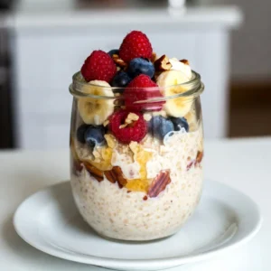 For Maple Pecan Overnight Oats, you will need: - 1 cup rolled oats - 2 cups almond milk (or any milk of your choice) - 2 tablespoons maple syrup - 1/2 teaspoon vanilla extract - 1/4 teaspoon cinnamon - 1/4 teaspoon salt - 1/2 cup pecans, roughly chopped - Fresh fruits for topping (e.g., banana or berries) - Additional maple syrup for drizzling (optional) You can easily swap some ingredients to fit your taste or needs. If you don&rsquo;t have almond milk, use oat milk, cow&rsquo;s milk, or soy milk. For a dairy-free option, stick to plant-based milks. If you want a sugar-free version, try using a sugar substitute, like stevia or monk fruit sweetener. If pecans are not your favorite, walnuts or almonds work well too. You can even add seeds like chia or flax for extra nutrients. This recipe serves two and provides a balanced start to your day. Each serving has about: - Calories: 350 - Protein: 8 grams - Carbohydrates: 50 grams - Fiber: 8 grams - Sugars: 10 grams - Fat: 15 grams These oats are a great source of energy. They keep you full and provide healthy fats from the pecans. You also get fiber from the oats and fruits, which helps with digestion. Enjoying these oats supports a healthy morning routine. {{ingredient_image_1}} To make Maple Pecan Overnight Oats, you need just ten minutes. This recipe serves two. Gather all your ingredients first. You will need rolled oats, almond milk, maple syrup, vanilla extract, cinnamon, salt, and pecans. You can add fresh fruits for topping later. 1. Grab a mixing bowl. Add 1 cup of rolled oats. 2. Pour in 2 cups of almond milk. 3. Add 2 tablespoons of maple syrup. 4. Include 1/2 teaspoon of vanilla extract. 5. Sprinkle in 1/4 teaspoon of cinnamon and 1/4 teaspoon of salt. 6. Stir these ingredients well until they blend nicely. 7. Now, fold in 1/2 cup of roughly chopped pecans. 8. Transfer the mixture to jars or containers with lids. 9. Seal the jars and put them in the fridge overnight. In the morning, take out the jars. Give the oats a good stir before serving. If you want a creamier texture, add a splash of milk. Top your oats with fresh fruits like bananas or berries. A drizzle of maple syrup adds a nice touch. Enjoy your healthy breakfast! To get the best taste, use good quality maple syrup. It adds a rich sweetness. Fresh pecans also make a big difference. Toasting the pecans can enhance their flavor. Just toast them for a few minutes in a pan. This step brings out their natural oils. A pinch more cinnamon can also boost the taste. Feel free to adjust the amount to your liking. One common mistake is not letting the oats soak long enough. They need time to soften. Aim for at least 4-6 hours in the fridge. Another mistake is using too much liquid. Start with the given amount and adjust as needed. If your oats are too runny, they won&rsquo;t be creamy. Lastly, avoid skipping fresh fruit on top. It adds flavor and nutrients. You can add seeds for a nutrition boost. Chia seeds or flaxseeds work well. They add fiber and omega-3s. You can also mix in some yogurt for creaminess. Greek yogurt adds protein, making your oats more filling. For extra sweetness, consider adding sliced bananas or berries. They not only taste great but also add vitamins. Pro Tips Choose Your Milk Wisely: Using almond milk gives a nutty flavor, but feel free to experiment with oat, soy, or coconut milk for different tastes and textures. Customize Your Sweetness: Adjust the amount of maple syrup according to your preference; you can also substitute it with honey or agave syrup for a different sweetness profile. Incorporate More Fiber: Add chia seeds or flaxseeds to boost the fiber content and add extra nutrition to your overnight oats. Make It Ahead: Prepare several jars at once and store them in the fridge for a quick grab-and-go breakfast throughout the week! {{image_2}} You can switch the pecans for other nuts. Almonds give a nice crunch. Walnuts add a bit of bitterness. Cashews offer a creamy texture. Choose what you like best! Mixing nuts can also add fun flavors. If you want a dairy-free version, use almond milk, coconut milk, or oat milk. Each option has its own taste. Almond milk is light, while coconut milk is rich. Oat milk gives a smooth, creamy feel. You can even try soy milk for extra protein. Want to spice up your oats? Add a scoop of nut butter for creaminess. Chia seeds boost fiber and omega-3s. Try adding a pinch of nutmeg or a swirl of cocoa powder for a twist. Fresh fruits like bananas or berries make great toppings. They add color and sweetness. You can also drizzle more maple syrup for extra sweetness! To keep your Maple Pecan Overnight Oats fresh, use airtight containers. Jars with lids work great. Fill the jars with the oats mixture and seal them tight. This step prevents air from getting in, which keeps the oats fresh. Always store them in the fridge. When stored properly, your overnight oats last about 3 to 5 days in the fridge. They may become thicker over time as the oats soak up the liquid. If they look too dry, add a splash of milk before eating. Always check for any off smells or changes in texture. You can enjoy your oats cold or warm them up. To reheat, transfer the oats into a microwave-safe bowl. Heat in short bursts of 30 seconds, stirring in between. This keeps the oats from getting too hot. If they seem thick, add a little milk to loosen them up before serving. Yes, you can make Maple Pecan Overnight Oats in advance. You can prepare them the night before or even up to three days ahead. Just mix all the ingredients and store them in jars. This makes busy mornings easier and lets you grab a healthy meal on the go. If you want to skip pecans, you can use other nuts. Walnuts, almonds, or hazelnuts work well. You can also add sunflower seeds or pumpkin seeds for crunch. This way, you can still enjoy great taste and texture in your oats. Yes, overnight oats are healthy. They contain fiber from oats, which helps digestion. Almond milk adds calcium, and maple syrup gives natural sweetness. Pecans provide healthy fats and protein. This meal is balanced and keeps you full for longer. You can keep overnight oats in the fridge for up to five days. Make sure to store them in a sealed container. If you notice any change in smell or color, it's best to discard them. Enjoy your oats fresh for the best taste! In this post, we explored the key ingredients for Maple Pecan Overnight Oats, their substitutes, and nutrition facts. I shared step-by-step mixing instructions and tips for storing and serving. I also highlighted common mistakes and how to boost flavor. You can get creative with different nut options or dairy-free alternatives. Remember, proper storage will keep your oats fresh. Now, you have all the tools to make delicious overnight oats that fit your taste and health needs. Enjoy your nutritious breakfast!